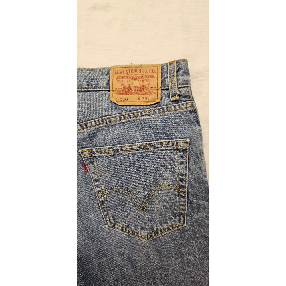 Levis 550 Mens Relaxed Fit Denim Shorts Light Wash Blue Cotton W36 550-0211 - Picture 11 of 14